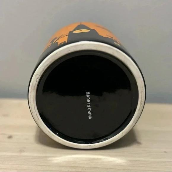 Halloween Canister Spooky Town Witch, Moon, Stars, Bats, Owl, Black Cat, Pumpkin - Picture 7 of 9